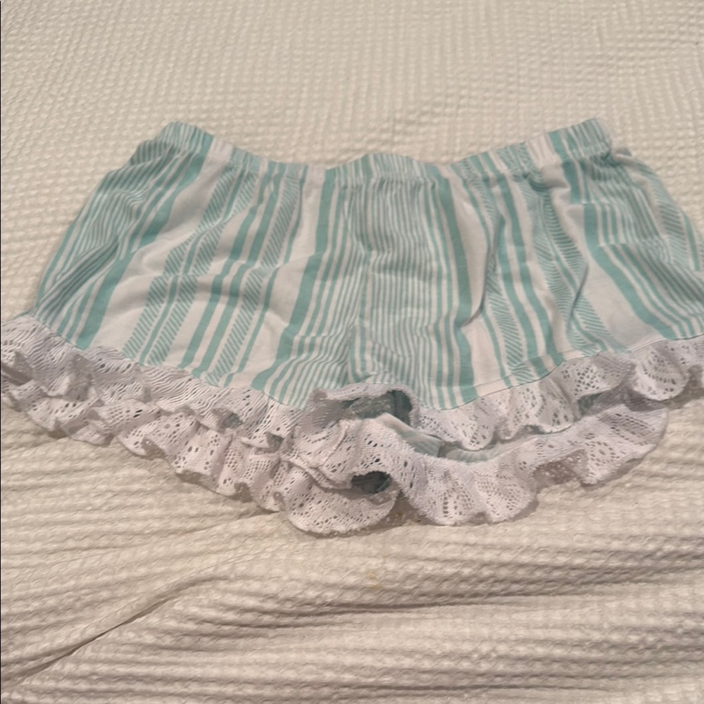 PJ Couture Striped Ruffle Trim Women PJ Shorts-SM
